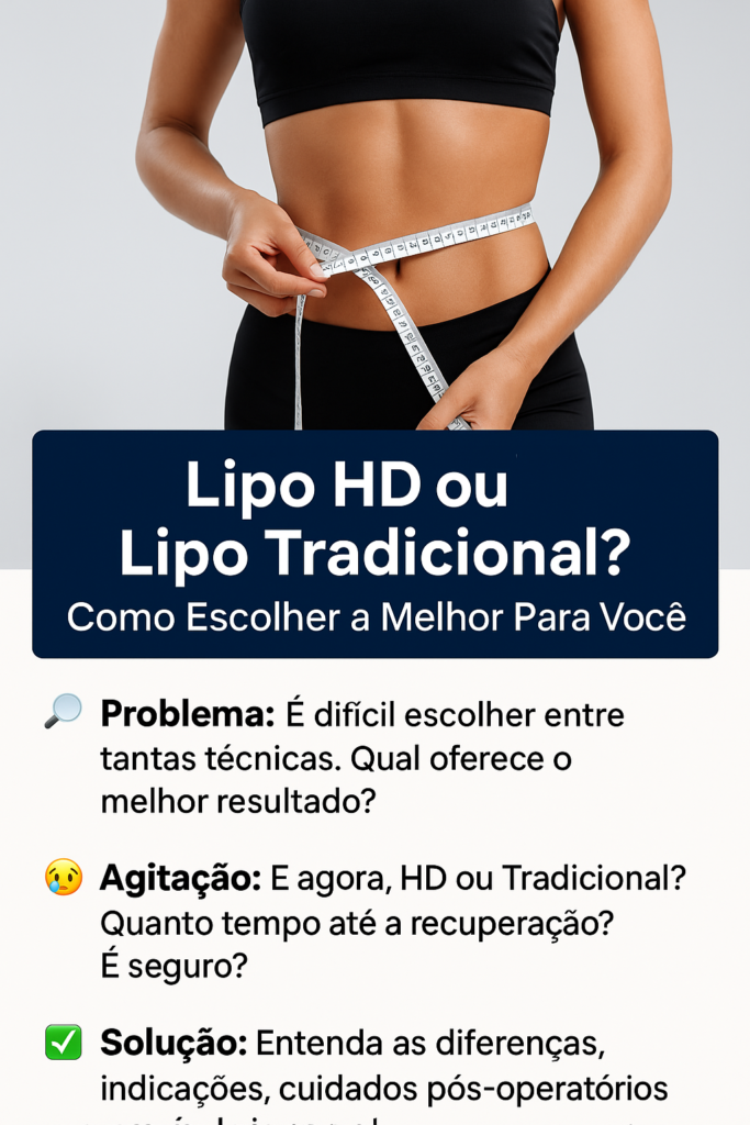Comparativo visual entre Lipo HD e Lipo Tradicional com destaque em contorno corporal